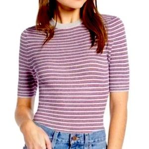 SOMETHING NAVY metallic thread tee NWOT